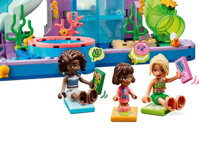 LEGO® Friends Heartlake City Water Park 42630 comes with Leo, Aliya and Sara minidolls, plus an Alba microdoll