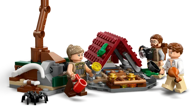 LEGO Jurassic World Raptor & Titanosaurus Tracking Mission 76973 includes Camp area and 3 minifigures