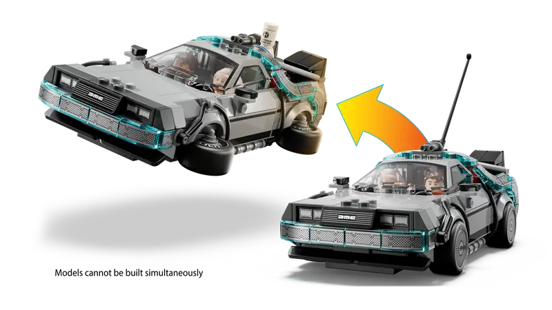 LEGO Speed Champions Time Machine from Back to the Future 77256 it can be rebuilt into flying mode with sideways wheels