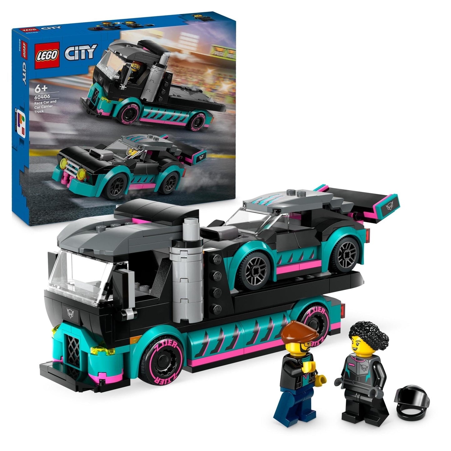 LEGO City Race Car and Car Carrier Truck 60406 B Brick Island
