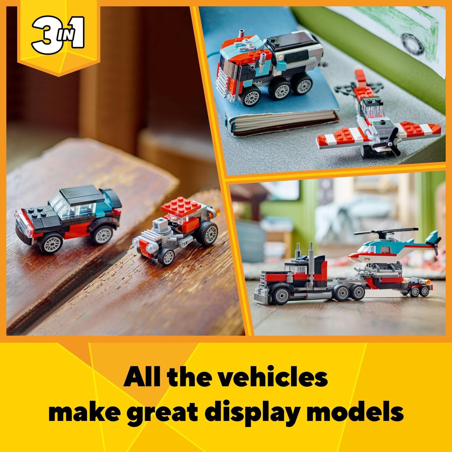 LEGO Creator Flatbed Truck with Helicopter 31146 Amazon