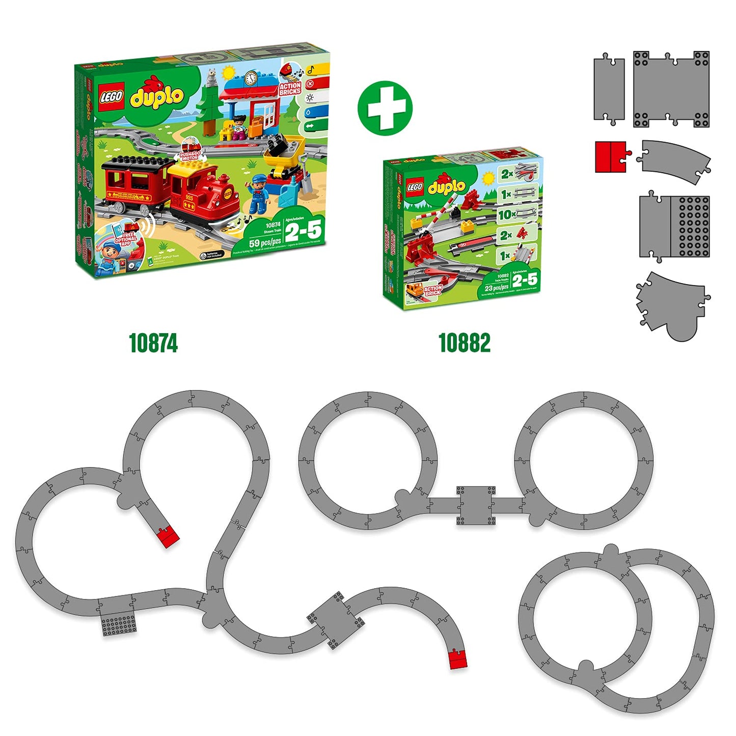 LEGO® DUPLO® Town Train Tracks 10882 Building Toy