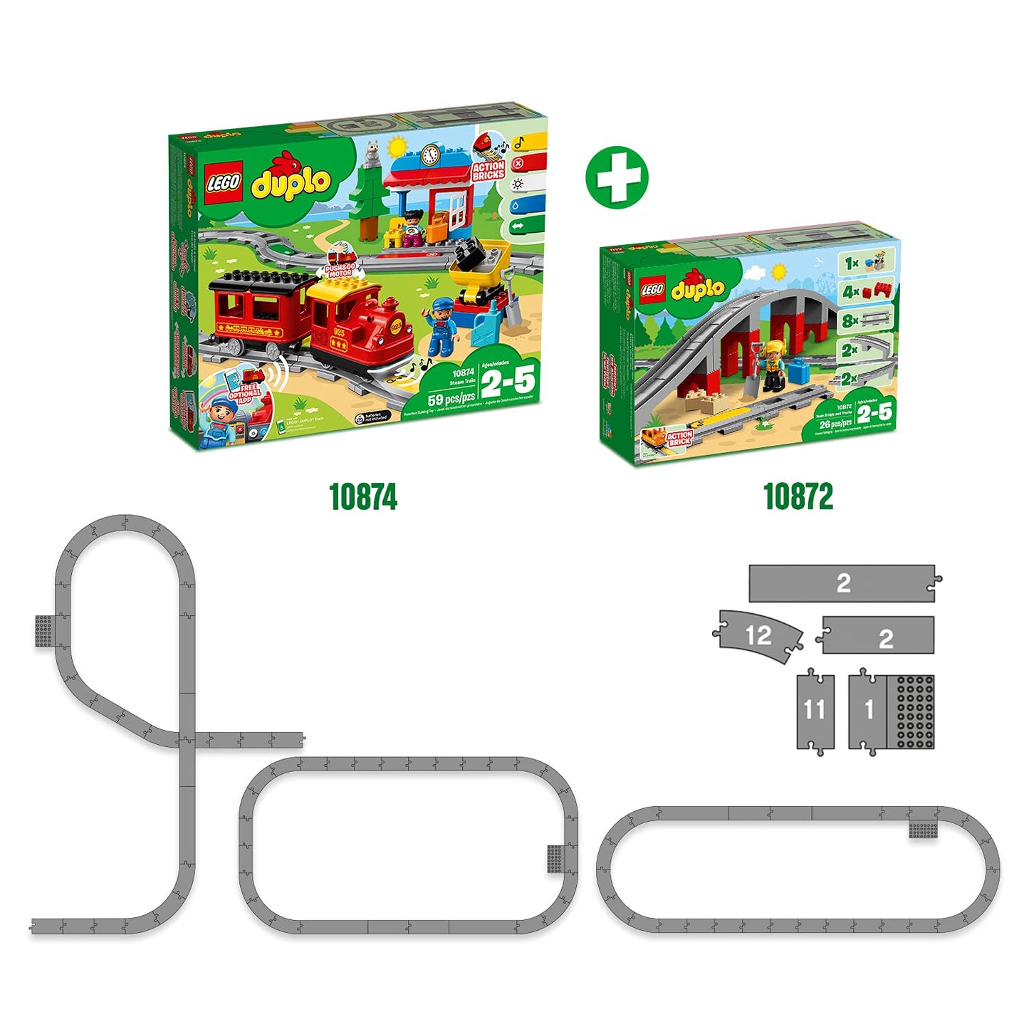 LEGO® DUPLO® Town Train Bridge and Tracks 10872 Building Block Amazon