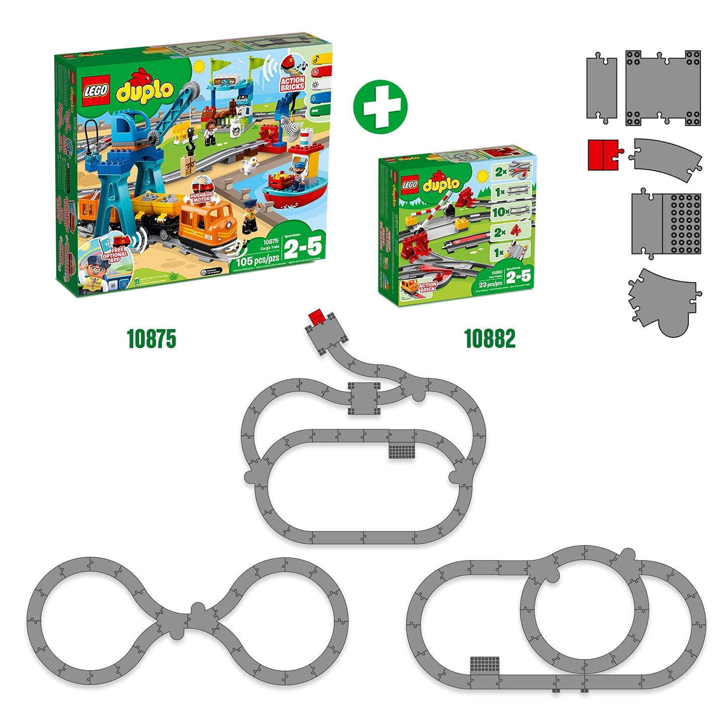 LEGO® DUPLO® Town Train Tracks 10882 Building Toy