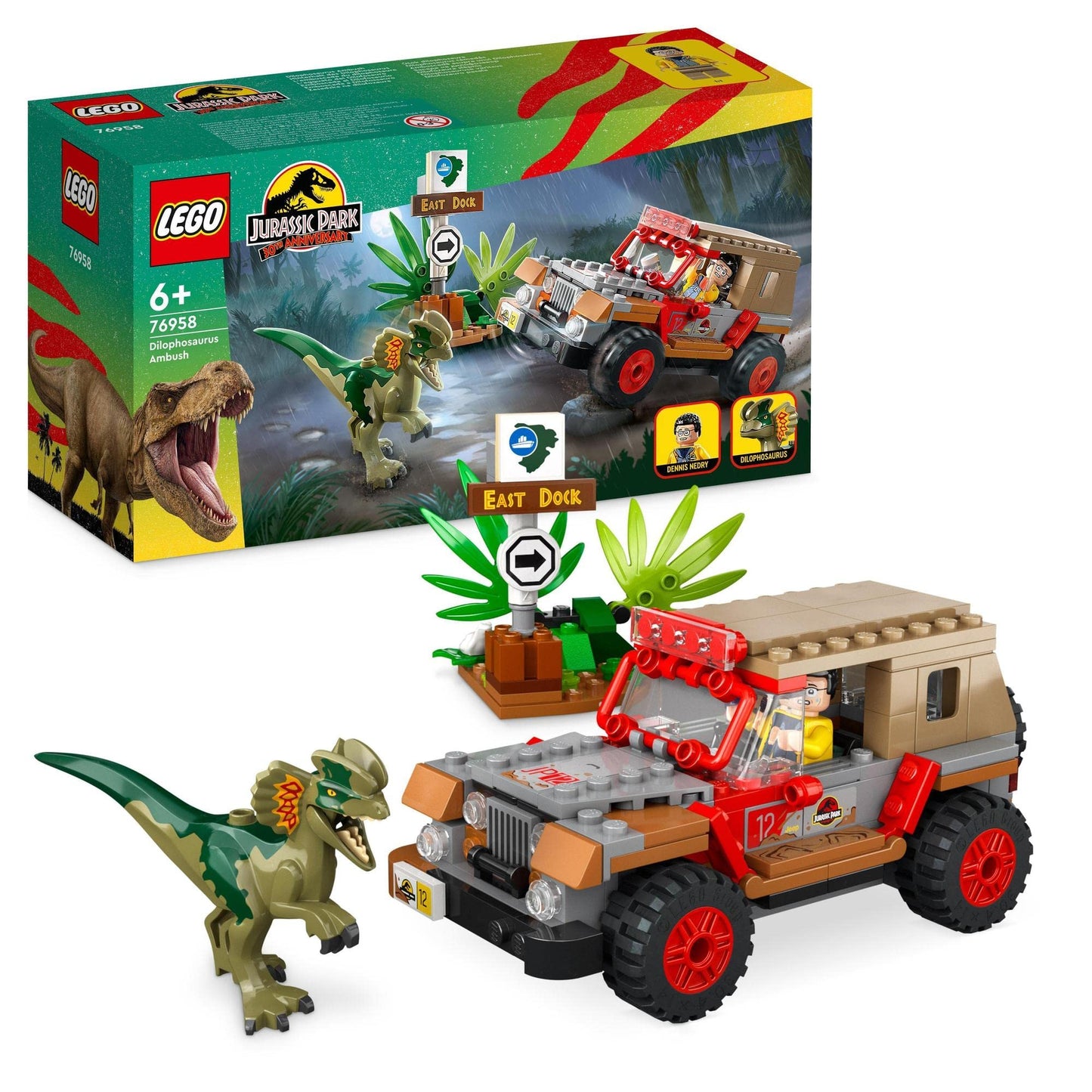 LEGO Jurassic Park Dilophosaurus Ambush 76958 Building Toy Amazon