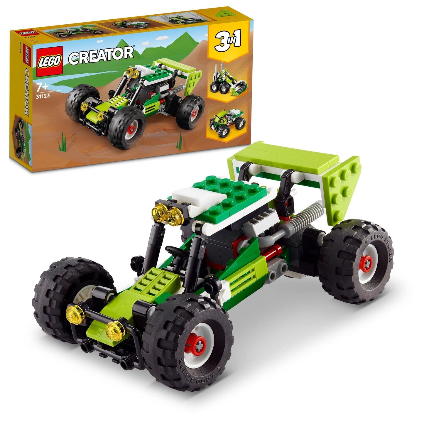 LEGO® Creator 3in1 Off-Road Buggy 31123 Building Kit; Features a Skid Loader and ATV (All-Terrain Vehicle) for Kids Aged 7+