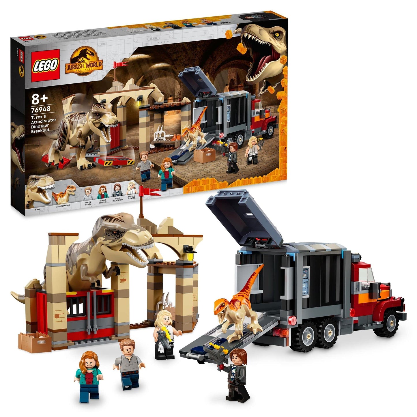 LEGO Jurassic World T. rex & Atrociraptor Dinosaur Breakout Building Kit 76948