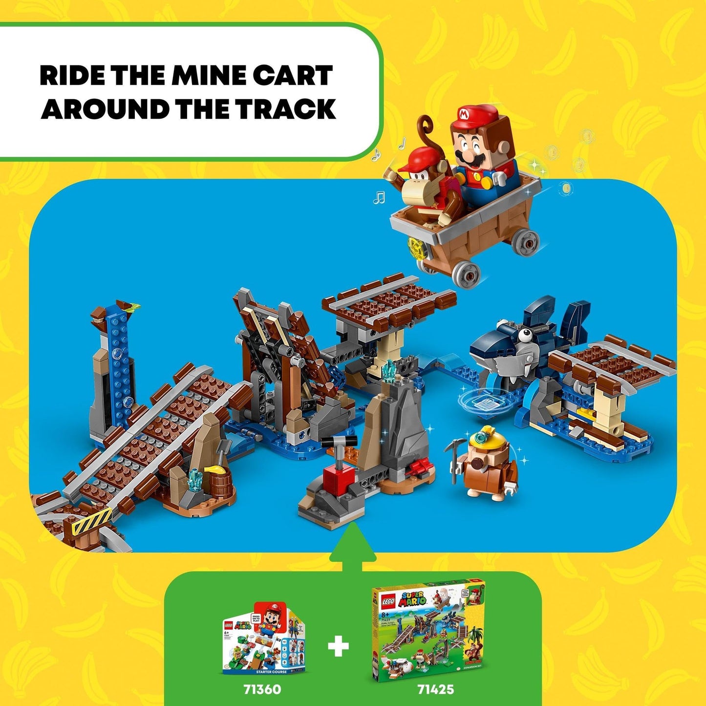 LEGO Super Mario Diddy Kong's Mine Cart Ride Expansion Set 71425 Building Toy Amazon