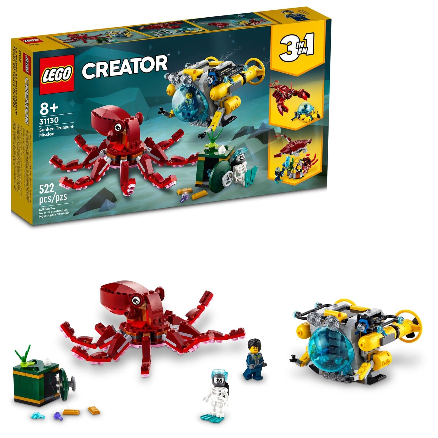 LEGO Creator 3in1 Sunken Treasure Mission 31130 Building Toy