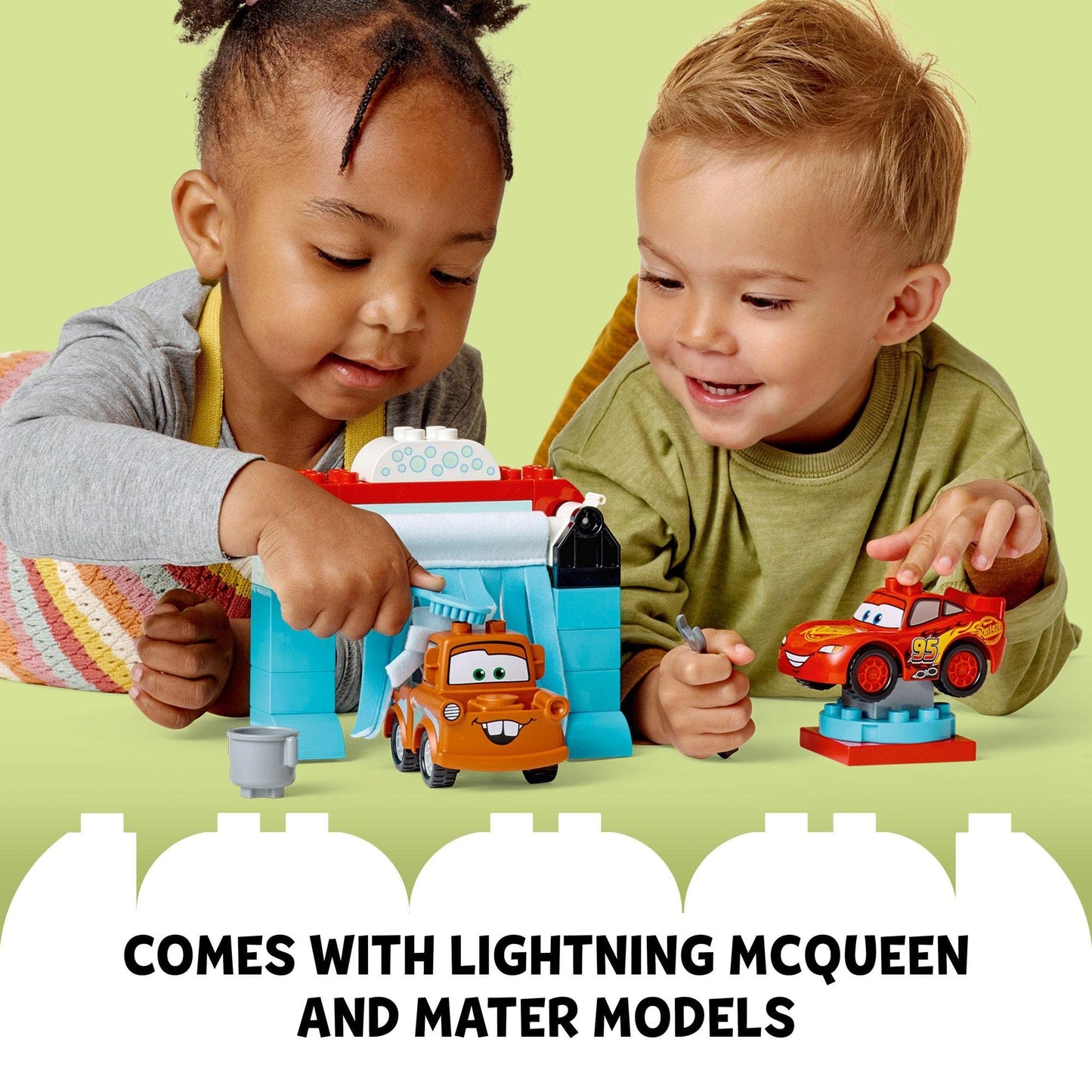 LEGO® DUPLO® Disney and Pixar’s Cars Lightning McQueen & Mater’s Car Wash Fun 10996 Building Toy Set; for Kids Aged 2