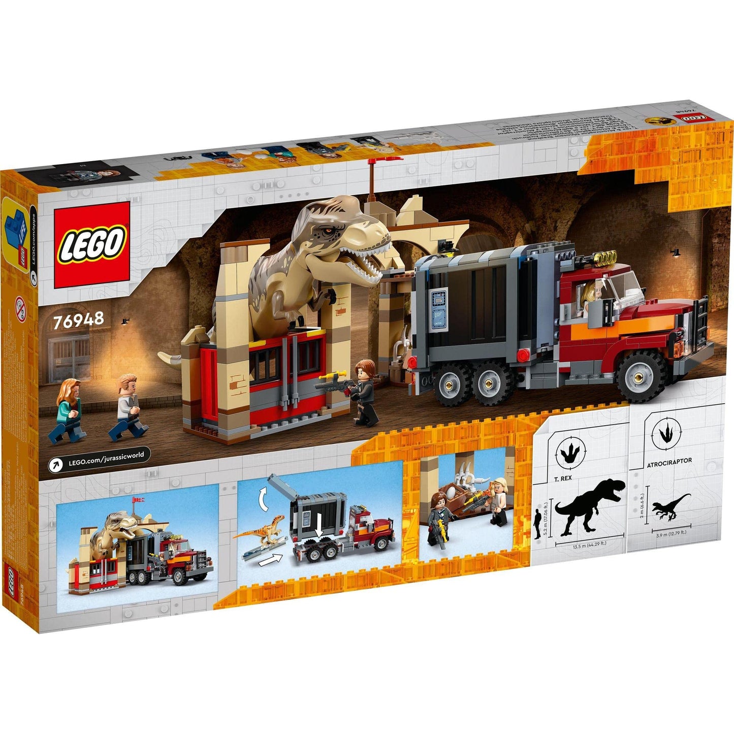 LEGO Jurassic World T. rex & Atrociraptor Dinosaur Breakout Building Kit 76948