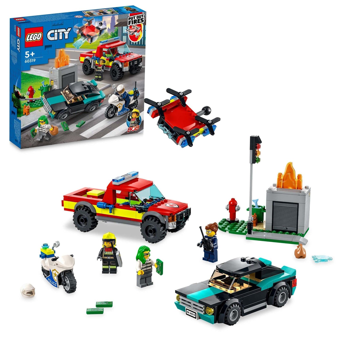 LEGO City Fire Rescue & Police Chase 60319 Kids Building
