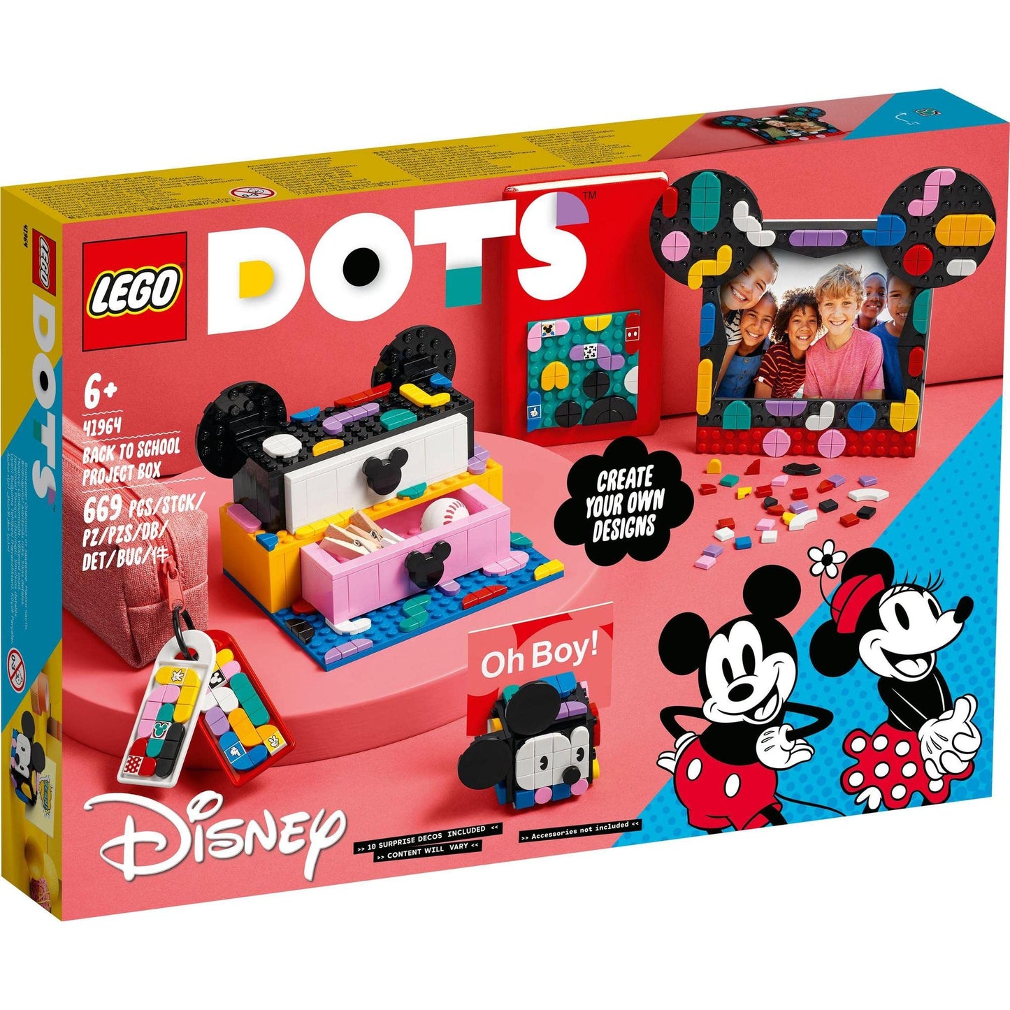LEGO DOTS Disney Mickey Mouse & Minnie Mouse Back-to-School Project Box DIY Kit 41964 Amazon
