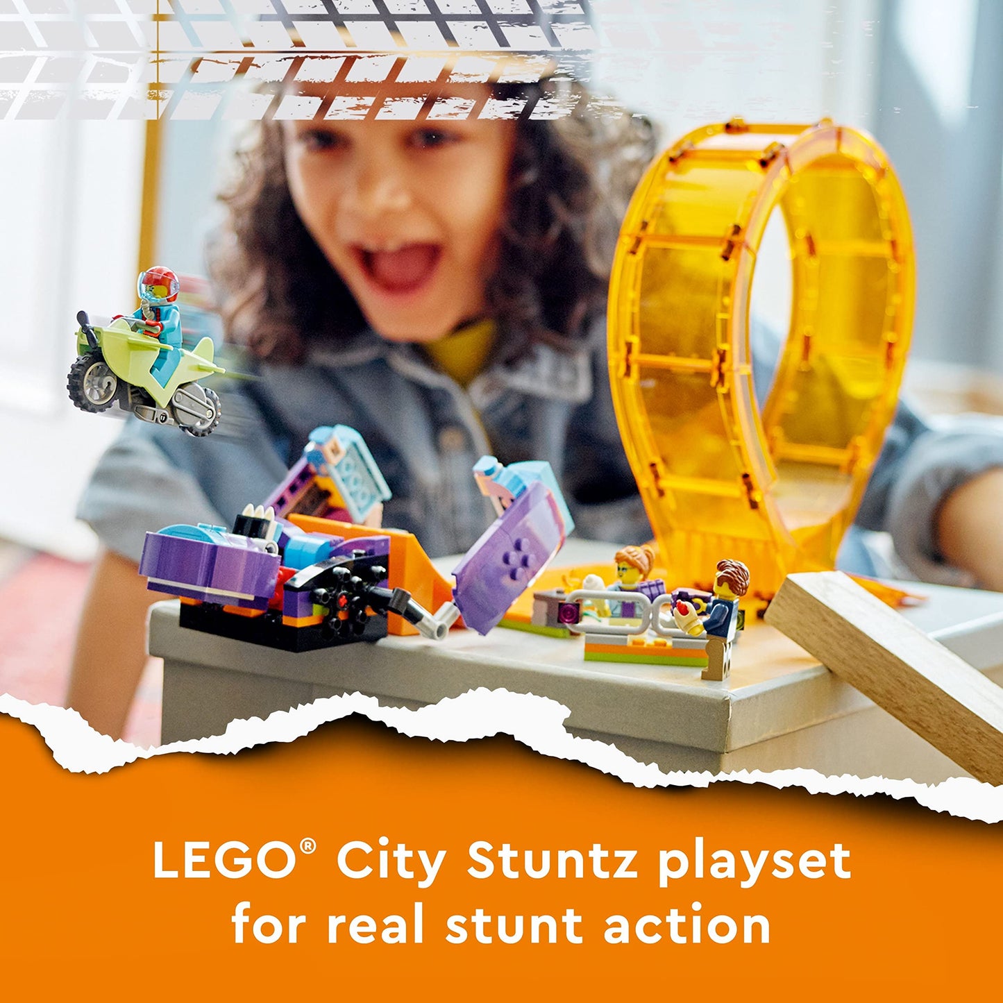 LEGO City Stuntz Smashing Chimpanzee Stunt Loop with Flywheel Toy Amazon