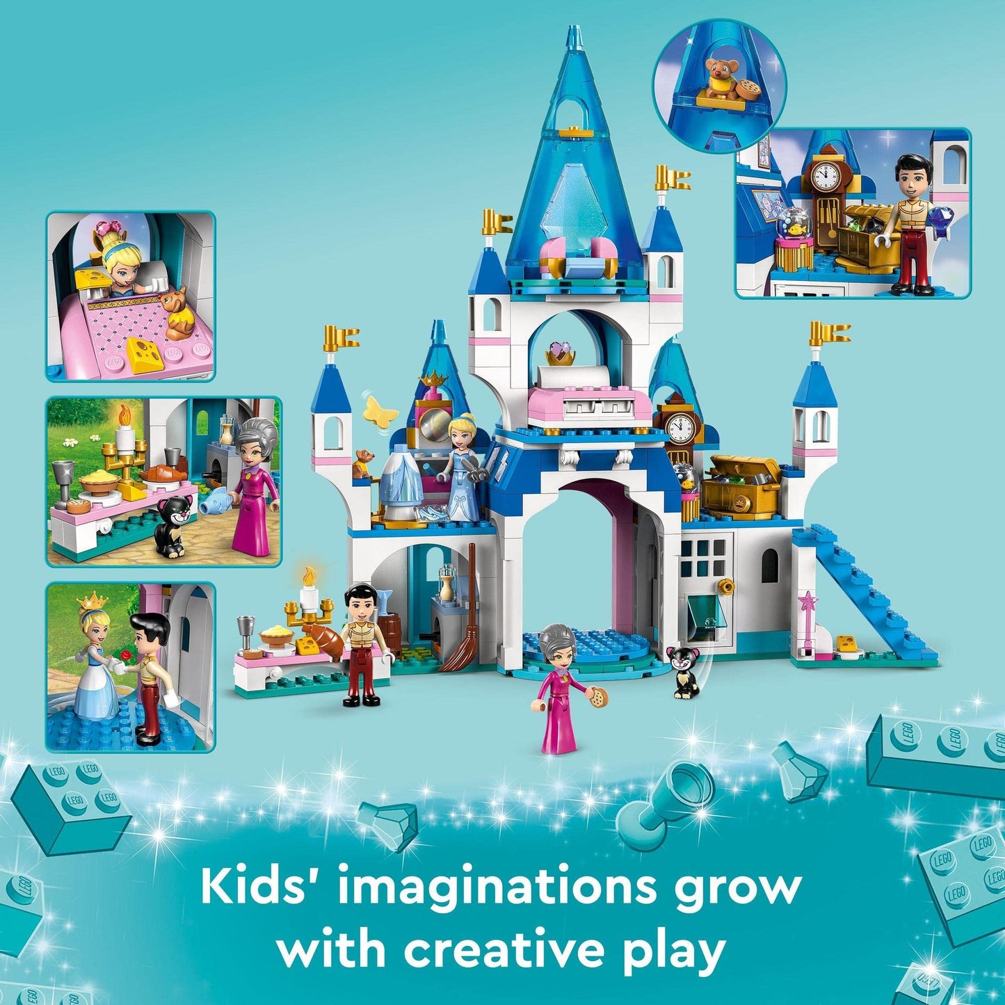 LEGO Disney Cinderella and Prince Charming’s Castle Building Kit Amazon