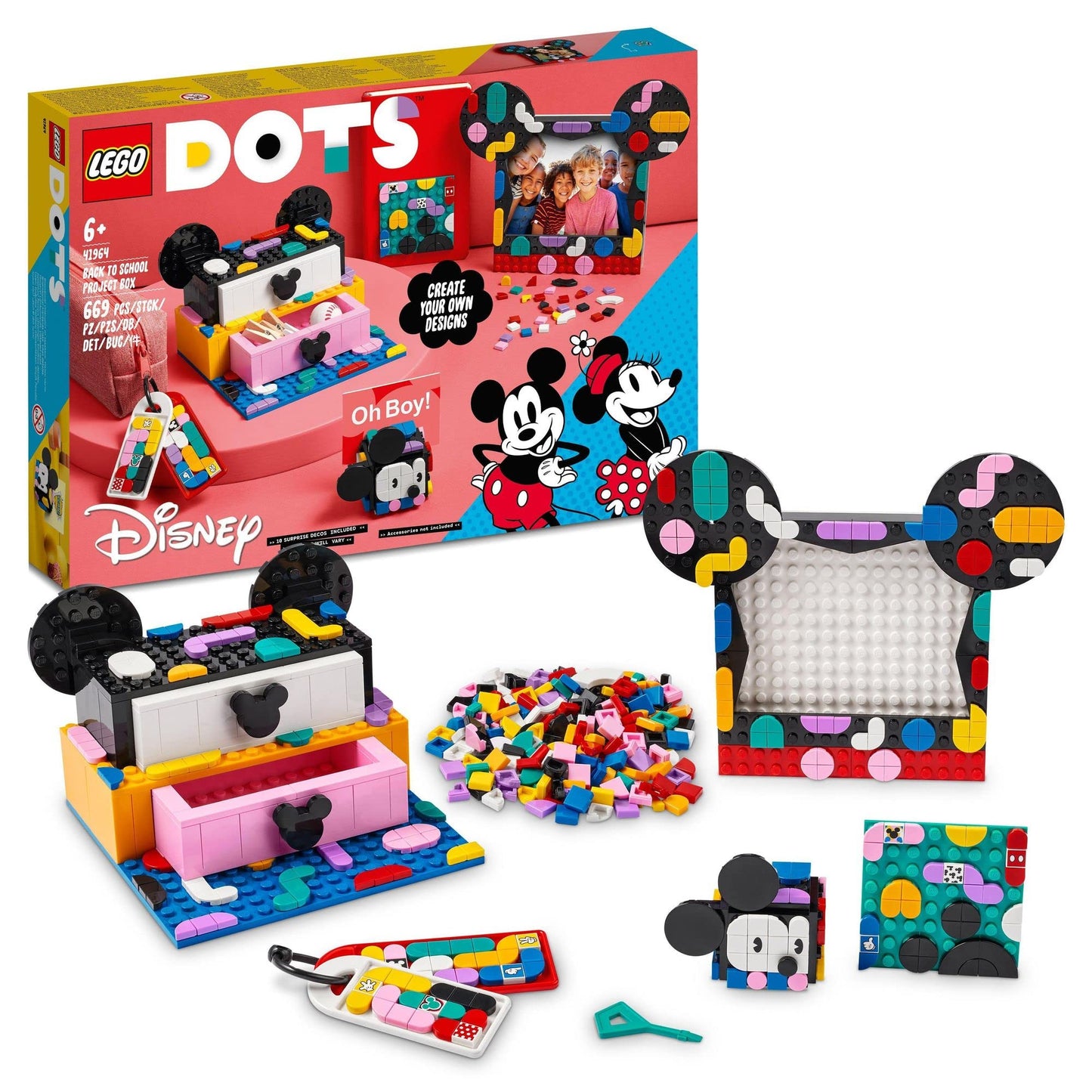 LEGO DOTS Disney Mickey Mouse & Minnie Mouse Back-to-School Project Box DIY Kit 41964 Amazon