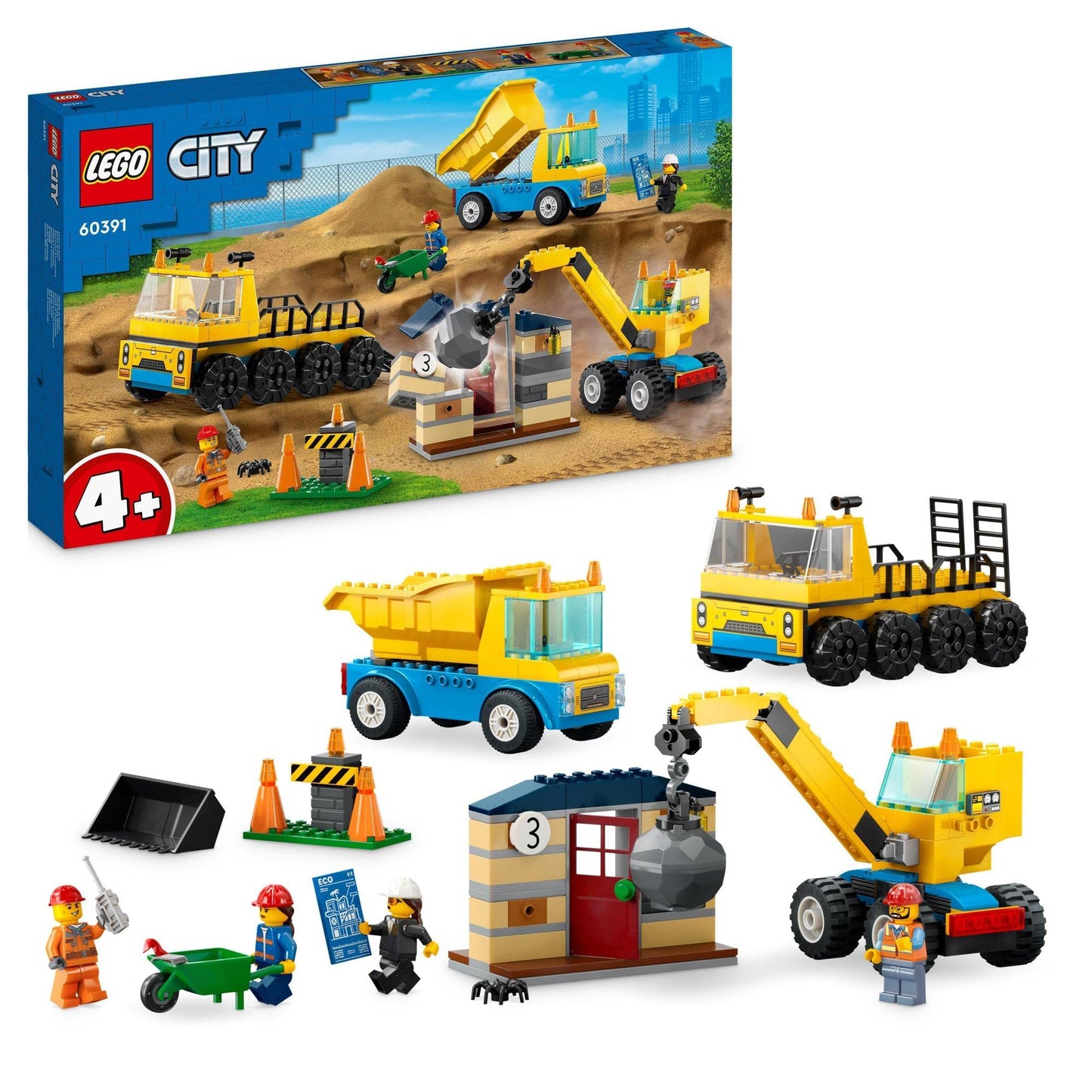 LEGO® City Construction Trucks and Wrecking Ball Crane 60391