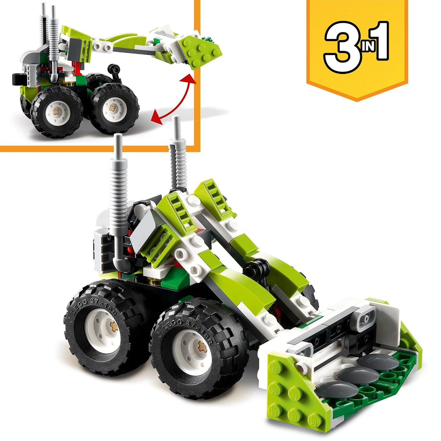 LEGO® Creator 3in1 Off-Road Buggy 31123 Building Kit; Features a Skid Loader and ATV (All-Terrain Vehicle) for Kids Aged 7+