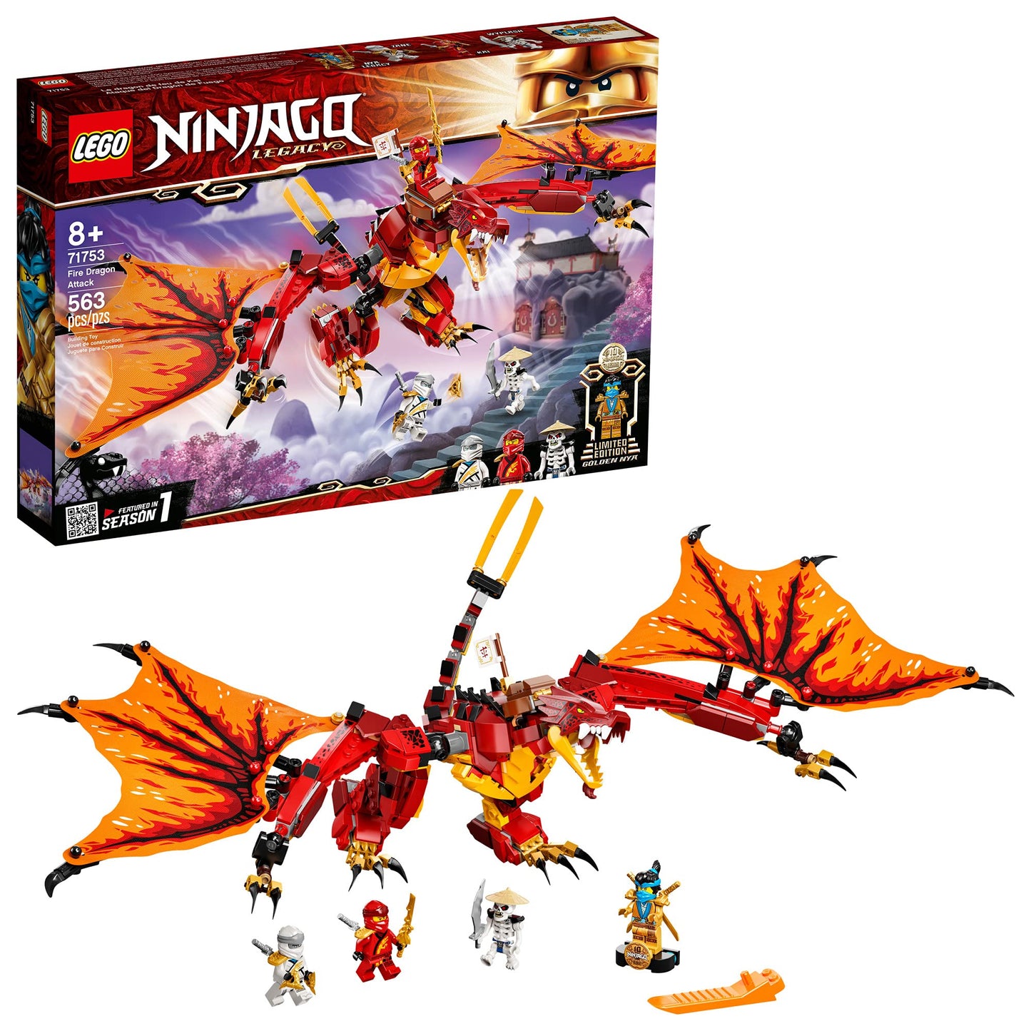 LEGO NINJAGO Legacy Fire Dragon Attack 71753 Ninja Playset Building Kit Amazon