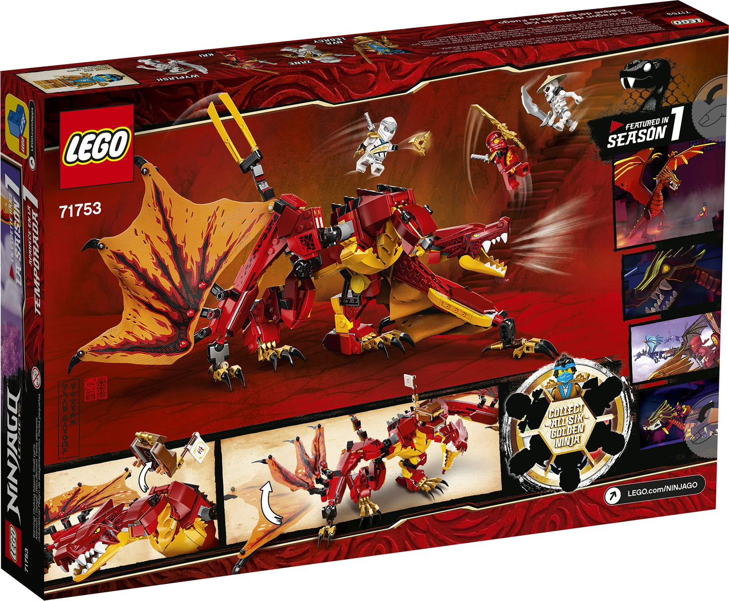 LEGO NINJAGO Legacy Fire Dragon Attack 71753 Ninja Playset Building Kit Amazon