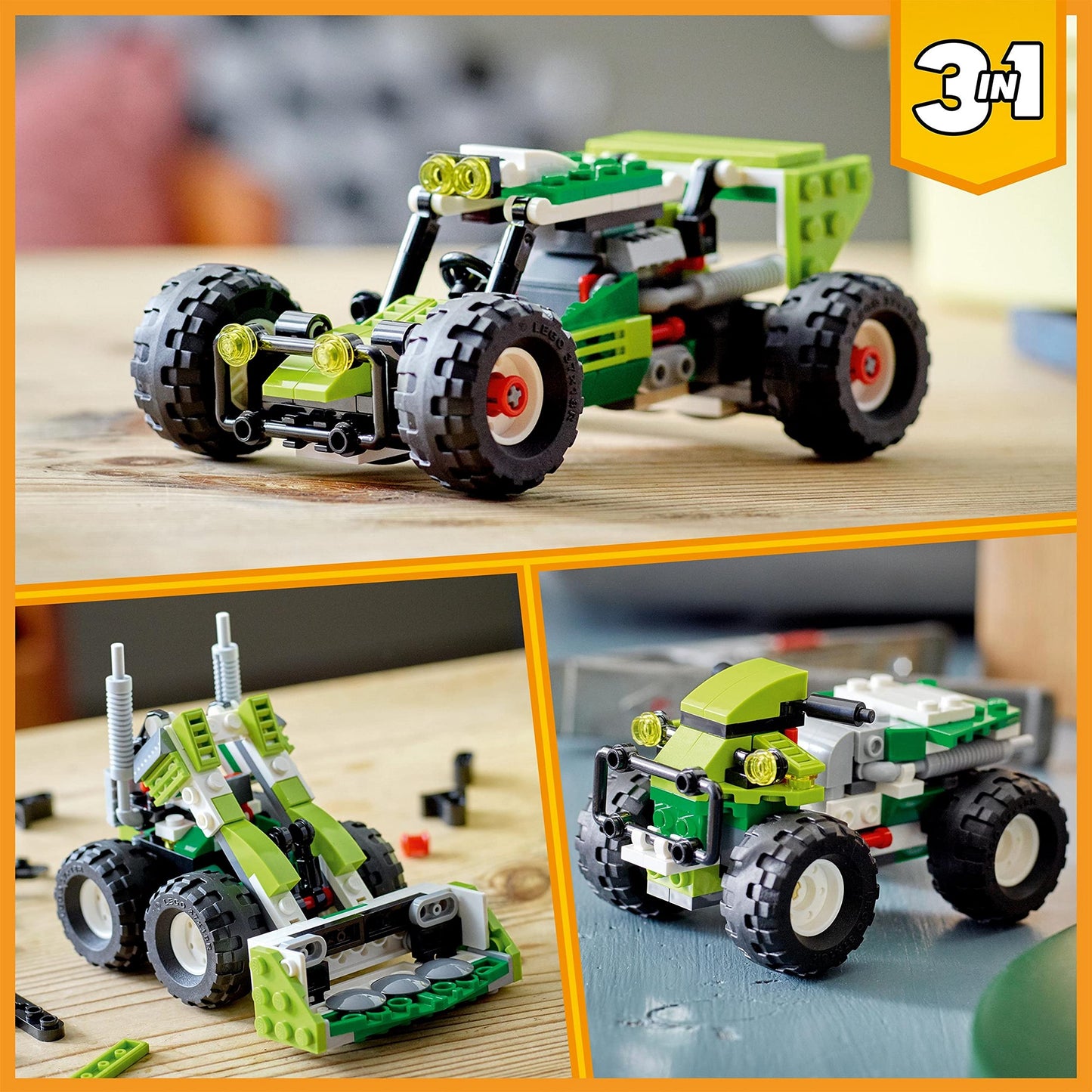 LEGO® Creator 3in1 Off-Road Buggy 31123 Building Kit; Features a Skid Loader and ATV (All-Terrain Vehicle) for Kids Aged 7+