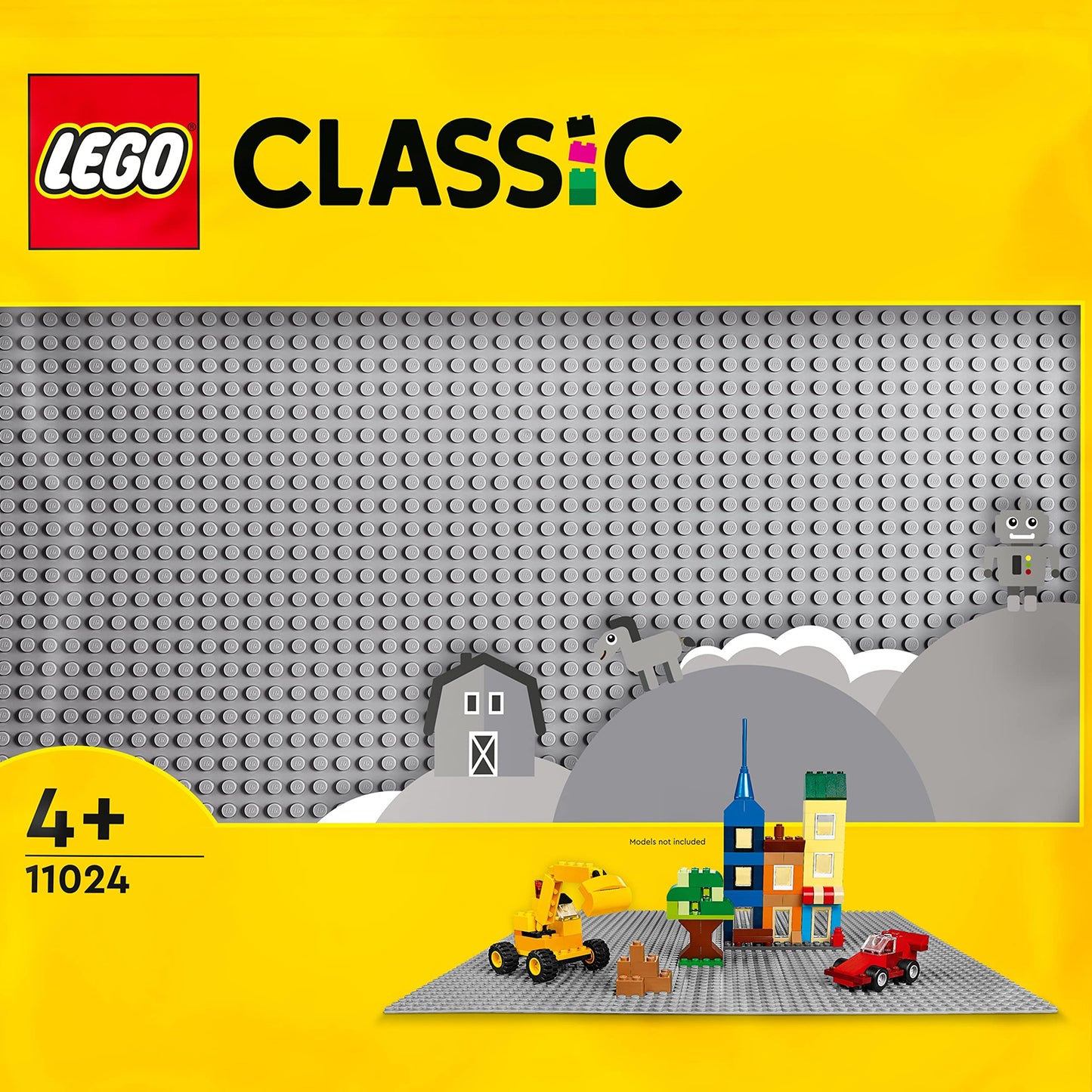 LEGO Classic Grey Baseplate, 48x48 Stud Building Base, Build and Display Board 11024