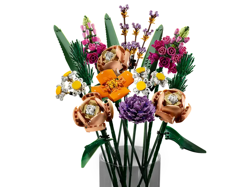  LEGO® Flower Bouquet 10280 displayed in a clear vase