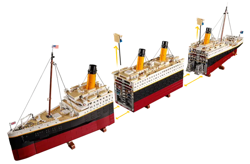LEGO® ICONS Titanic 10294 Three sections allow access to the grand staircase, the boiler room and more