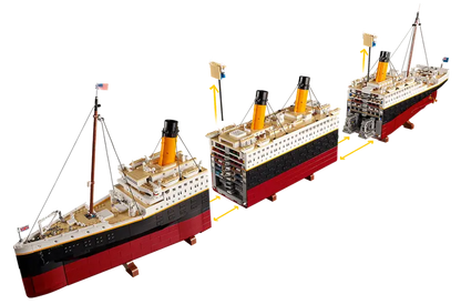 LEGO® ICONS Titanic 10294 Three sections allow access to the grand staircase, the boiler room and more
