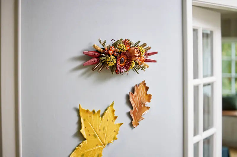  LEGO® Botanicals Dried Flower Centrepiece 10314 hung on a wall