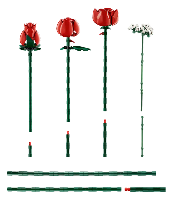 LEGO Botanicals Bouquet of Roses 10328 The tallest rose measures over 12 in. (31 cm) long