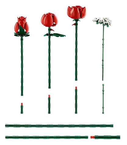 LEGO Botanicals Bouquet of Roses 10328 The tallest rose measures over 12 in. (31 cm) long