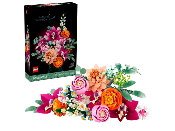 LEGO Botanicals Pretty Pink Flower Bouquet 10342 with packaging