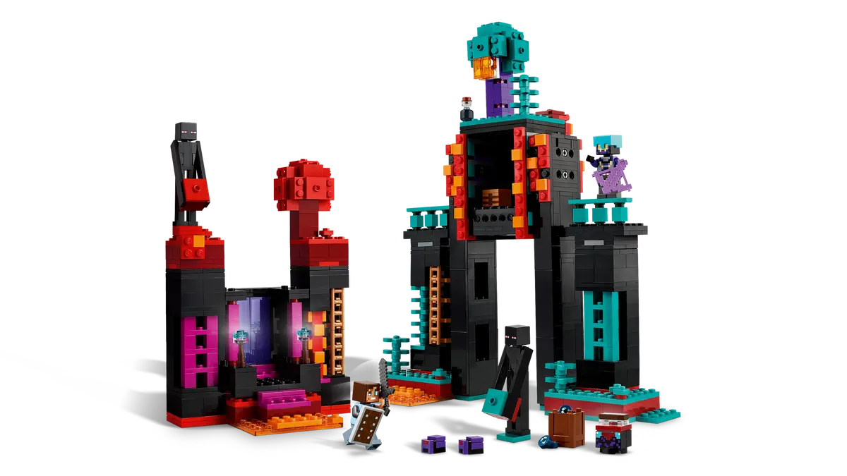 LEGO Minecraft Enderman Tower 21279 can be rebuilt into 2 colour-coded fortresses