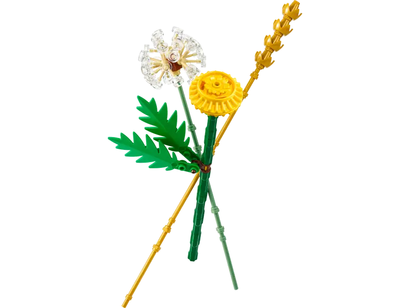 LEGO Botanicals Field Flowers (30701) includes a dandelion clock, a dandelion flower and an ear of wheat