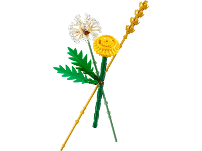 LEGO Botanicals Field Flowers (30701) includes a dandelion clock, a dandelion flower and an ear of wheat