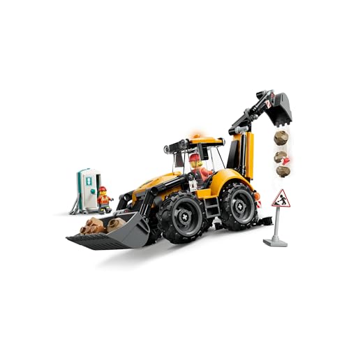 LEGO® City Yellow Backhoe Loader with Functional Front Bucket and Backhoe 60480
