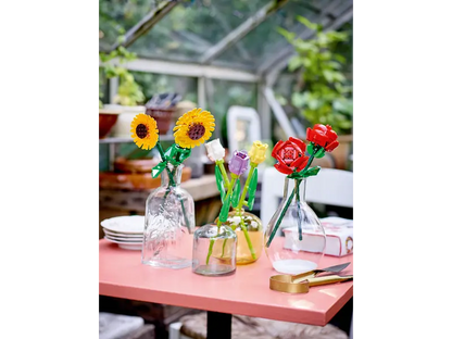LEGO® Sunflowers 40524 in clear vases with other botanical sets 40460 and 40461
