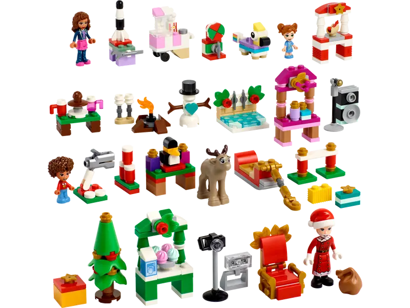 LEGO Friends Advent Calendar 41706 includes 24 buildable gifts and 3 Friends characters