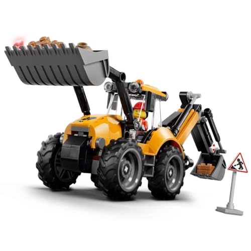 LEGO® City Yellow Backhoe Loader with Functional Front Bucket and Backhoe 60480