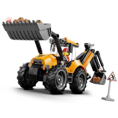 LEGO® City Yellow Backhoe Loader with Functional Front Bucket and Backhoe 60480