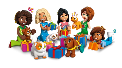 LEGO® Friends 42668 Advent Calendar 2025 Includes 5 LEGO® Friends characters Aliya, Autumn, Liann, Nova and Leo minidolls, plus 5 LEGO animals: 2 dogs, a guinea pig, a gecko and a cat figure