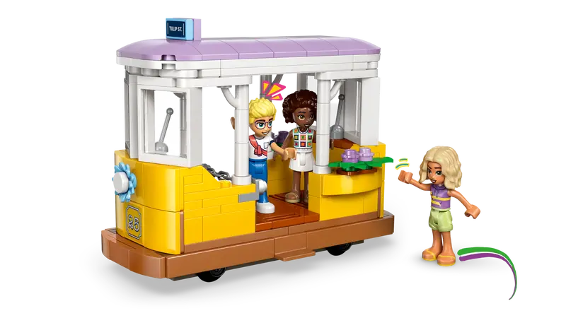 LEGO® Friends Plant Café & Flower Shop 42671 includes a tram and  minidolls