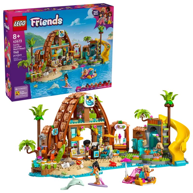 LEGO® Friends Family Holiday Beach Resort 42673 with packaging