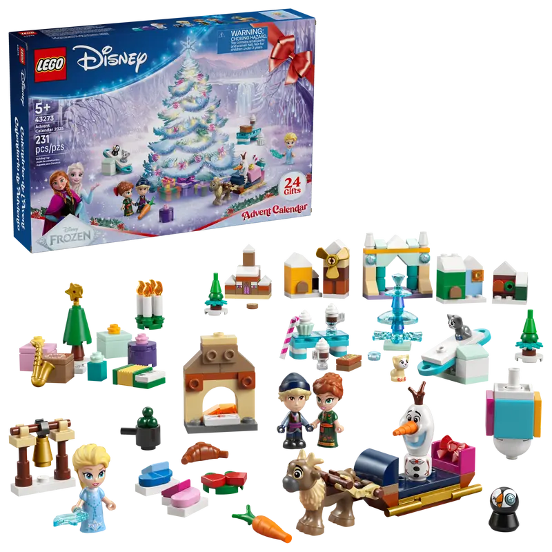 LEGO® Disney 43273 Frozen Advent Calendar 2025 packaging includes 24 gifts