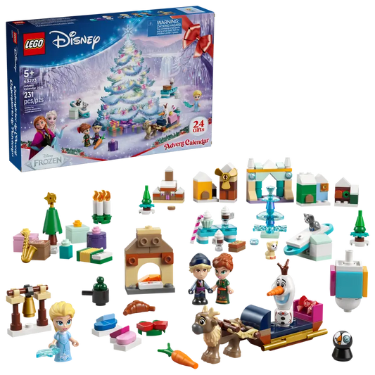 LEGO® Disney 43273 Frozen Advent Calendar 2025 packaging includes 24 gifts