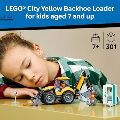 LEGO® City Yellow Backhoe Loader with Functional Front Bucket and Backhoe 60480