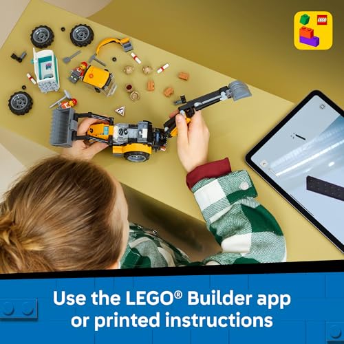 LEGO® City Yellow Backhoe Loader with Functional Front Bucket and Backhoe 60480