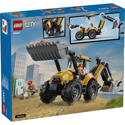 LEGO® City Yellow Backhoe Loader with Functional Front Bucket and Backhoe 60480