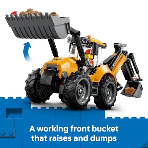 LEGO® City Yellow Backhoe Loader with Functional Front Bucket and Backhoe 60480